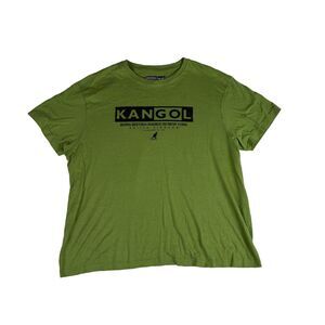 Kangol T-Shirt Mens Sz Large Short Sleeve Logo Black Green Big Kangaroo
